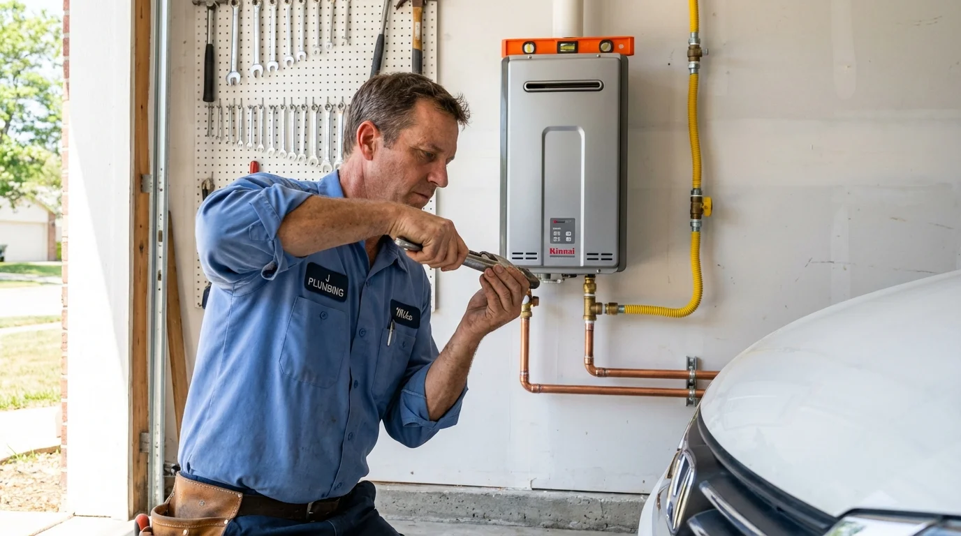 Tankless water heater installation by a Johns Plumbing LLC plumber in San Ramon